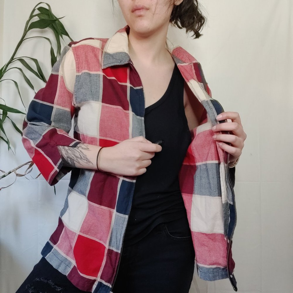 Plaid Zip-Up Jacket